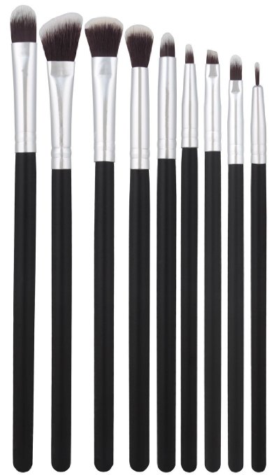 BS-MALL(TM) 9pcs Premium Synthetic Cosmetics Eye Shadow Eyeliner Makeup Brushes Sets (9 Pcs Silver Black)