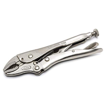 SATA Curved Jaw Locking Pliers, with A Chrome Molybdenum Alloy Steel Body & An Integrated Wire Cutter - ST71102ST, 7" Curved Jaw