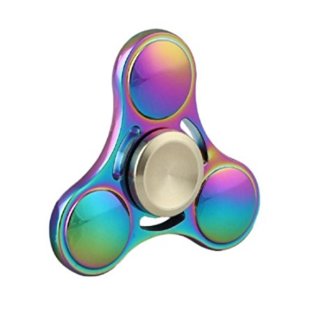 Sindello Tri-Spinner Fidget Toy Hand Spinner High Speed Focus Toy For ADD ADHD Anxiety and Autism Adult Children Aluminum Rainbow Color