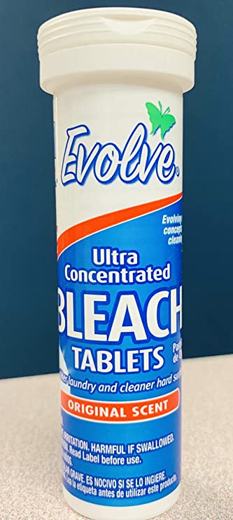 Evolve Bleach Tablets, 8ct Tube, Original Scent, Travel Size,