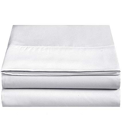 4U LIFE 2 Piece Flat Sheet, Ultra Soft and Comfortable Microfiber, Twin, White