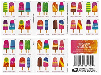 Frozen Treats - 2018 USPS Forever First Class Postage Stamp Scratch-and-Sniff Sheets U.S. Forever 50 Cents - Booklet of 20 Stamps (1 Booklet (20 Stamps))