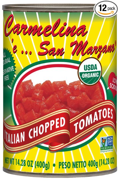 Carmelina San Marzano Organic Italian Chopped Tomatoes in Puree, 14.28 ounce (Pack of 12)
