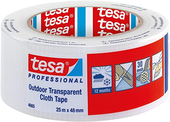 tesa 4665 Clear Transparent Gaffer Duct Tape, 48 mm x 25 m