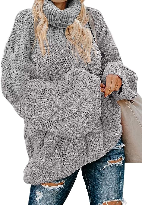 Dokotoo Womens 2023 Loose Oversized Casual Turtle Neck Sweater Pullover Top