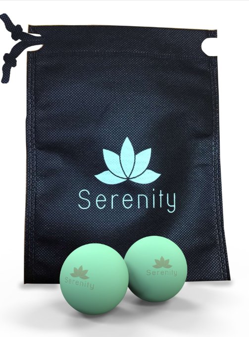 Serenity Yoga Massage and Therapy Balls (Set of 2) in Mint Color, Perfect for Yoga Therapeutics, Trigger Point Self Massage, Myofascial Release, Prenatal, Deep Tissue Work, Comes with a Free Carry Bag