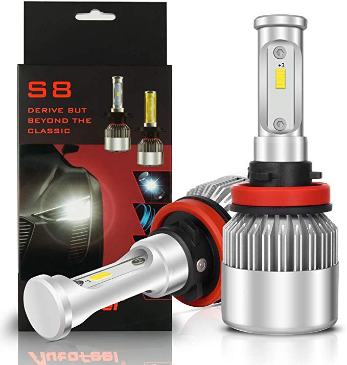 H11 LED Headlight Bulbs Super Bright Exterior White Light Built-in Driver Lamp All-in-One Conversion Bulb Kit with Cool White Lights (Silver) - 12 months Warranty