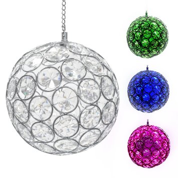 Sorbus® Solar Hanging Crystal Ball Light - Outdoor LED Gazing Ball Light with Sparkling LED Light Colors