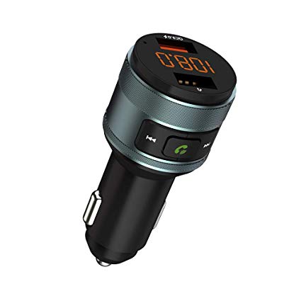 Bluetooth FM Transmitter for Car, ZeaLife QC3.0 Wireless Bluetooth Car Kit with Hands-Free Calling Radio Adapter Music Player FM Transmitter with 2 USB Car Charger Ports