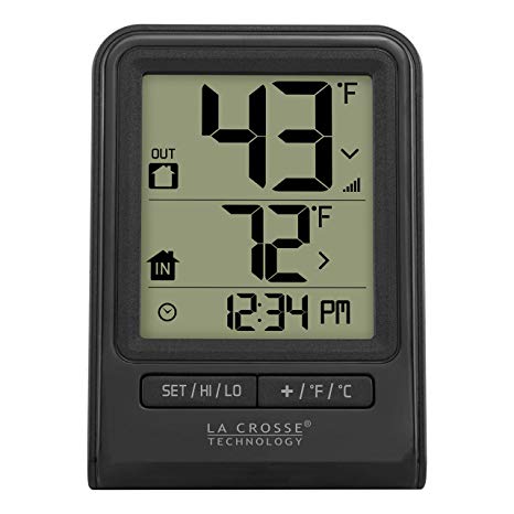 La Crosse Technology 308-1409BT-CBP Wireless Temperature Station with Time, Black