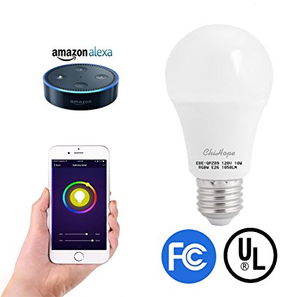 Smart LED Light Bulb, ChiHope, WIFI Bluetooth APP Control,100W Equivalent,A19 E26 Dimmable 1050-Lumen, Multicolor(2700K), Works with Alexa,Google Assistant.