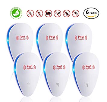 Ultrasonic Pest Repeller[NEW 2018] – Electronic & Ultrasound, Indoor Plug-In Repellent | Anti Mice, Insects, Bugs, Ants, Mosquitos, Rats, Roaches, Rodents - Control. Pet & Human Safe (6 Pack)