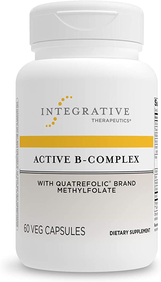 Integrative Therapeutics - Active B-Complex with Folate and Vitamins B1, B2, B3, B5, B6, B7, B12, and Choline Bitartrate for Energy Production - NSF Certified for Sport - Vegan Formula – 60 Capsules