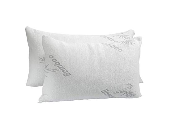 Ultimate Ultra-Luxury Bamboo Shredded Memory Foam Pillow with Breathable Cooling Hypoallergenic Zipper Cover Perfect for Side Back and Stomach Sleepers (Standard/Queen 30'' x 19'' x 6'')