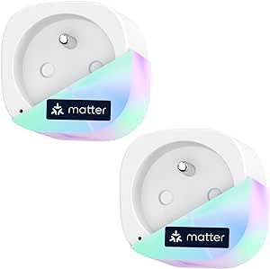 Meross Prise Connectée Matter (FR), 16A Prise WiFi Compatible avec Apple Home, Alexa et Google Home, 2 Prises avec Mesure d'Énergie pour Panneau Solaire Photovoltaïque, Commande Vocale et à Distance