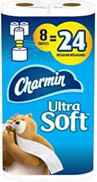 Charmin Ultra Soft Toilet Paper, 8 Triple Rolls Bathroom Tissue = 24 Regular Rolls