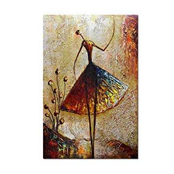 Metuu Oil Paintings, Ballet Dancer Girl Paintings Modern Home Decor Wall Art Painting Wood Inside Framed Hanging Wall Decoration Abstract Painting Ready to hang 24x36inch