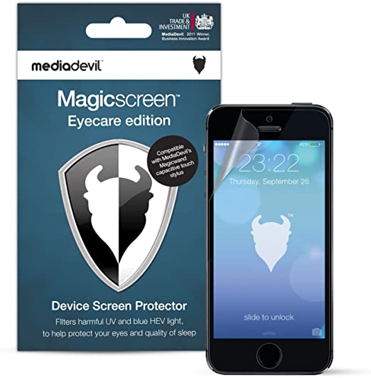 MediaDevil Screen Protector for iPhone SE (2016) and iPhone 5S / 5C / 5 - Anti Blue, UV and HEV Light Filter (2-Pack)