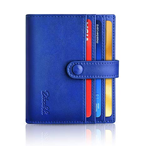 Women's Bifold Slim Leather Wallet,RFID Blocking Button Adjustment Pocket Card Holder Ladies Solid Colors Mini Purse