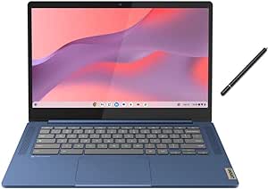 Lenovo Chromebook Slim 14" FHD Touchscreen Laptop | MediaTek Kompanio 520 | 4GB DDR4 | 64GB eMMC | Arm Mali-G52 MC1 | Chrome OS | Blue| Bundle with Stylus Pen