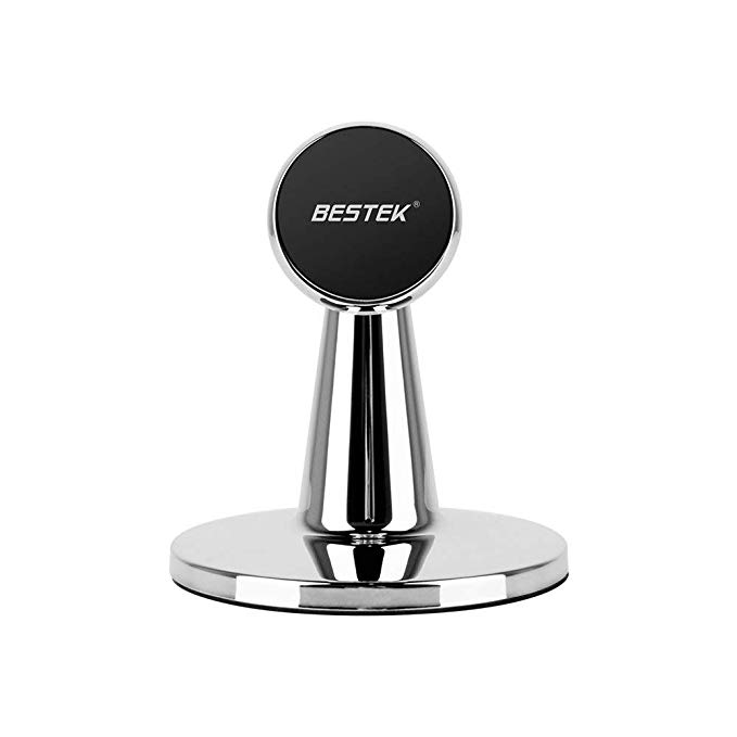 BESTEK Magnetic Cell Phone Holder, Hands Free Phone Holder for Home, Office, Desk, Fits All Smartphones and Small Tablets, Black Silver