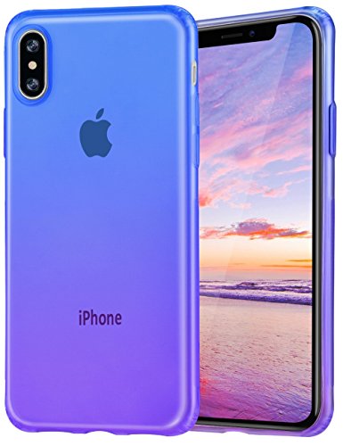 iPhone X Case Salawat Cute iPhone 10 Case Gadient Color Design Slim Lightweight Protective Cover for iPhone X 5.8 inch(BluePurple)