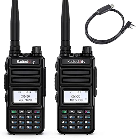 Radioddity GM-30 GMRS Handheld Radio 2PCS   Radioddity RD-201 USB 2-Pin K-Plug Programming Cable