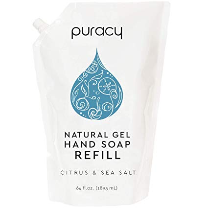 Puracy Natural Liquid Hand Soap Refill, Citrus & Sea Salt, Sulfate-Free Gel Hand Wash, 64 Ounce