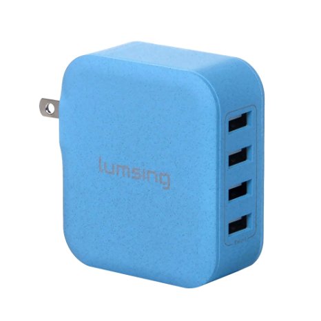 USB Charger- Lumsing 21W 4.2A 4-Port USB Wall Charger with Smart Technology Travel Charger for iPhone SE / 6s / 6 / 6 Plus, iPad Air 2, Galaxy S7 / S7 Edge / S6 / S6 Edge / Edge , Note 5, LG G5 (Blue)