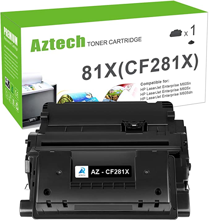 Aztech Compatible Toner Cartridge Replacement for HP 81X CF281X 81A CF281A Enterprise MFP M605 Toner M605n M605dn M605x M606 M606n M630 M630h M630dn M630z M632 Printer (Black, 1-Pack)