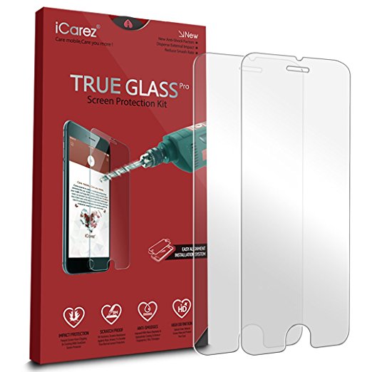 iCarez [Tempered Glass] Screen Protector for iPhone 6 6s Plus 5.5 inch Highest Quality Easy Install [ 2-Pack 0.33MM 9H 2.5D] with Lifetime Replacement Warranty - Retail Packaging