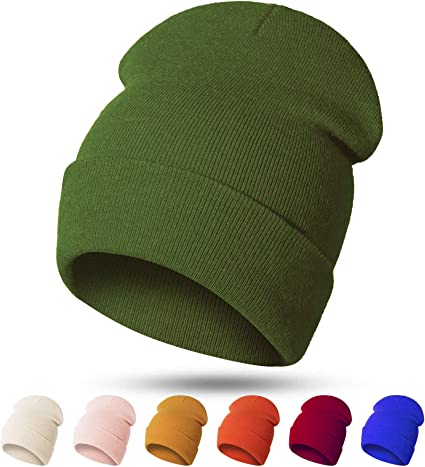 KQueenStar Knit Beanie Winter Hat- Acrylic Winter Hats Knitted Cuffed Beanie Hat Knit Skull Cap Beanie for Women Men