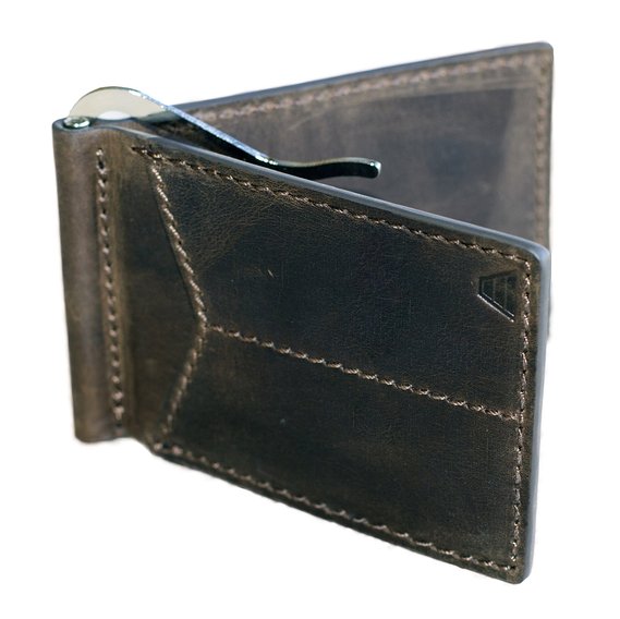 Andar Mens Leather Money Clip Front Pocket Minimalist Card Holder RFID Blocking Wallet Made from Full Grain Leather with Back Saving Bi-Fold Cash Clip