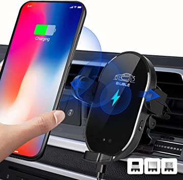 BIUBLE Wireless Car Charger, 15W Qi Fast Charging Automatic Sensor In Car Magnetic Phone Holder Air Vent Mount for All Smartphones, for Samsung S20/S10 iPhone 13/12/11 Pro/X/XS/Max/XR etc