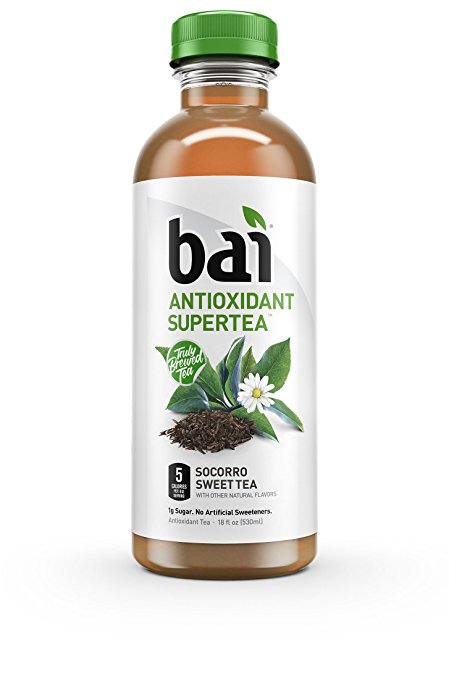 Bai Supertea Socorro Sweet Tea, Antioxidant Infused, Crafted with Real Tea (Black Tea, White Tea), 18 Fluid Ounce Bottles, 12 count