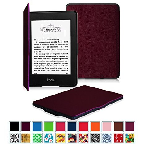 Fintie Kindle Paperwhite SmartShell Case - The Thinnest and Lightest Leather Cover for All-New Amazon Kindle Paperwhite Fits All versions 2012 2013 2014 and 2015 New 300 PPI Purple