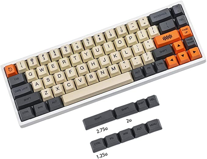 YMDK 61 64 68 ANSI Dye Sub 60% Carbon Custom Keycaps OEM Profile Thick PBT Keycap for MX Mechanical Keyboard GH60 SP64 GK64 Tada68 (Carbon)(Only Keycap)