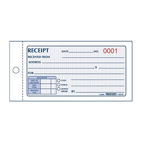 Rediform Money Receipt Book, Carbonless, 2.75 x 5.625 Inches, 50 Duplicate (8L820)