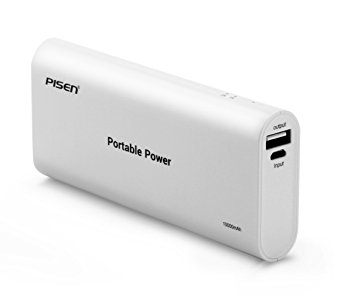 Pisen 10000mAh Portable Power Bank with Smart Input and Compact Design for iPhone, iPad, Samsung and More