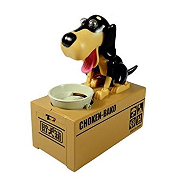 Viskey Cute Eating Coin Dog Piggy Bank,Brown Spotted Dog