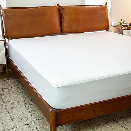 Flash Furniture Capri Comfortable Sleep Premium Fitted Waterproof, Vinyl Free Mattress Protector - Comfortable, Breathable, Quiet, Quilted Fabric Protection - Twin White