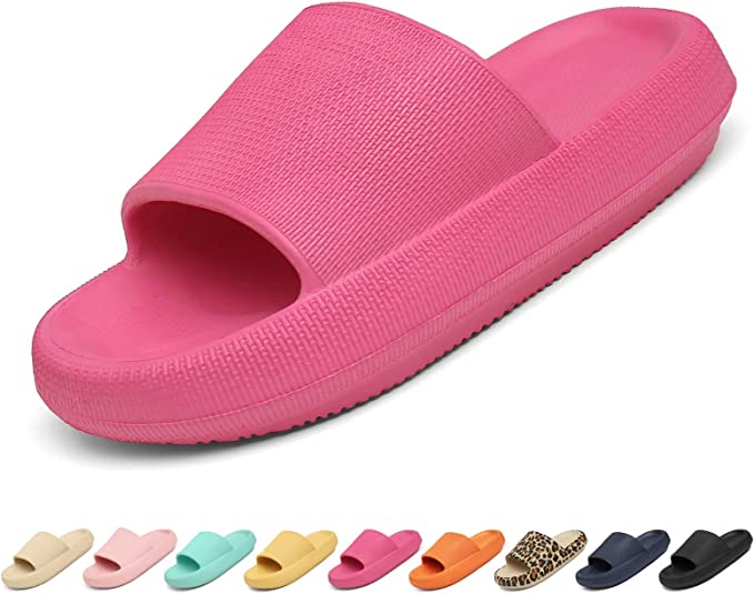 Somic Slippers for Woman Soft Cloud Slides 1.77 Inch Sole Pillow Slides Open Toe House Slippers Light Weight Sandals for Unisex Quick Dry Shower Slippers