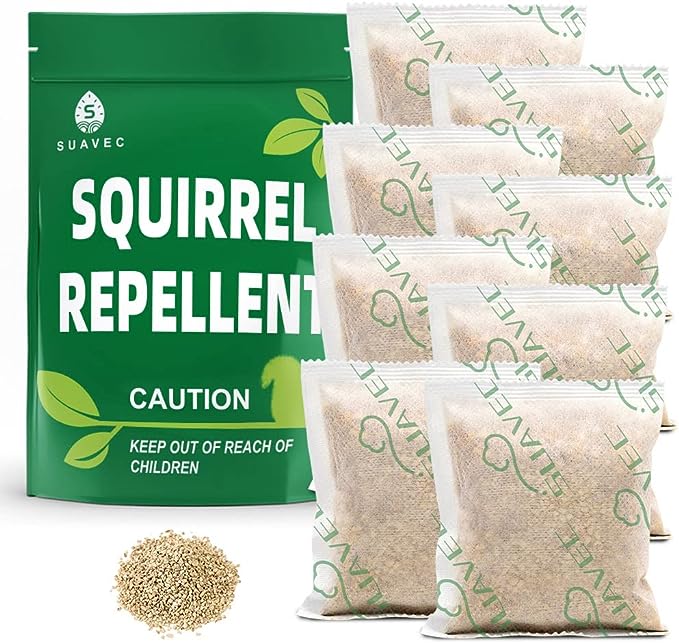 SUAVEC Squirrel Repellent, Chipmunk Repellent Outdoor, Squirrel Deterrent, Squirrels Repellant for Attic, Peppermint Repel Squirrel, Keep Squirrel Away for Garden, Squirrel Stopper-8 Pouches