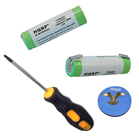 HQRP 2-Pack Batteries for Braun 8985, BS5771, Type 5497, 8975, 8986, 8987 Razor/Shaver plus Screwdriver and Coaster