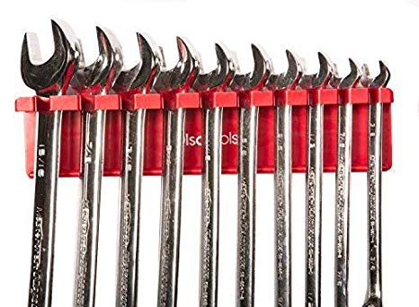 Olsa Tools | Magnetic Wrench Organizer | Fits SAE 3/8" Thru 15/16" & Metric 10mm Thru 19mm | Premium Quality Tool Organizer (RED)