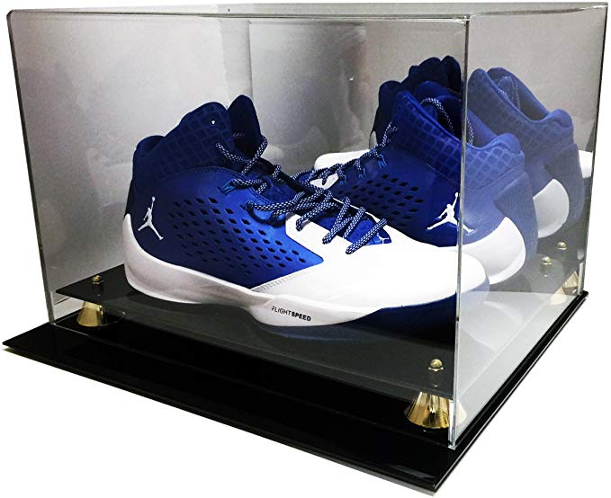 Deluxe Acrylic UV Protected Double Sneaker Shoe Cleat Mirror Display to Size 16