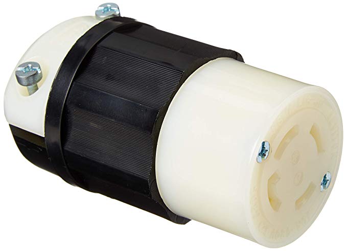 Leviton 2733 30 Amp, 480 Volt 3-phase, NEMA L16-30R, 3P, 4W, Locking Connector, Industrial Grade, Grounding - Black-White