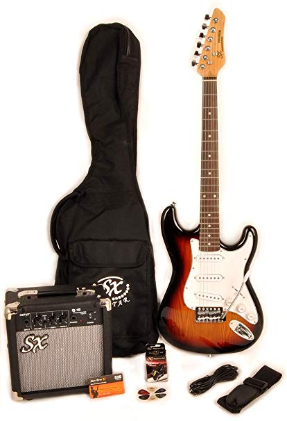 SX RST 3/4 3TS Short Scale Sunburst Guitar Package with Amp, Carry Bag and Instructional DVD