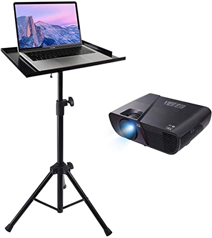 Display4top Portable Adjustable Tripod Laptop Floor Stand,Tripod Projector Floor Stand,Adjustable Height from 70cm to 122cm,Black