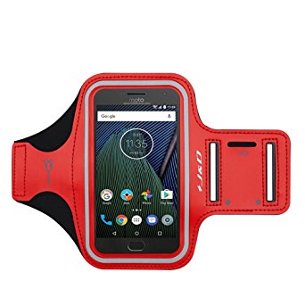 Moto G5 plus Armband, J&D Sports Armband for Motorola Moto G5 Plus (5.2"), Key holder Slot, Perfect Earphone Connection while Workout Running - [NOT Compatible With Moto G5 5.0"]